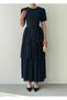 Women's Black Layered Skirted Chiffon Dress with Back Tie and Corsage Detail - 3