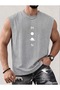 Moon Printed Men's Regular Fit Crew Neck Sports Sleeveless T-Shirt