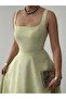 Women's Sari Midi Dress Square Neck Strap Patterned A-Line Midi Evening Dress - 7