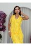 Women's Sari Midi Dress V-Neck Flounced Chiffon Sleeveless Event Dress - 3