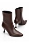 Women's Pointed Toe Short Heeled Zippered Stylish Ankle Boots - 2