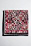 Women's Black Pink Geometric Patterned Stitched Writing Cotton Casual Scarf - 2