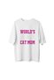 Women's Oversize Cat Mom Printed T-Shirt Relaxed Fit Digital Print Comfortable Casual Wear Modern - 2