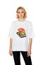 Women's Oversize T-Shirt Nostalgic Taxi Cartoon Print Relaxed Fit Casual Wear Modern Stylish Comfortable