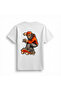 Red Sled-Riding Gorilla Skateboarding Printed Women's T-Shirt - 2