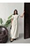 Women's Blue - Blue Polka Dot Maxi Length Belted Balloon Sleeve Round Neck Dress - 2