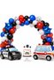 Rescue Team Police Ambulance - Happy Birthday Balloon Chain Party Concept, Police Car and Ambulance Foil Balloon Kids Party Supplies - 2