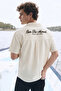 Men's Oversize Shirt with Embroidered Back Lettering - Natural - 2