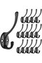 15 wall hooks, metal double hooks, black
