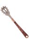 Long-handled pasta spoon with serrated edges for hanging, wood color, 32 cm.