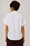 Women's White Terikoton Fabric Buttoned Short Bat Sleeve Shirt - 3