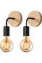 2-pack wooden/black metal retro wall lamps. - 3