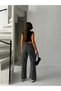 Women's High Waist Smoked Linen Boyfriend Style Wide Legs - 4