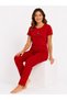 Women's summer short sleeve awesome red pajama set - 2