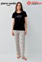 Paris Premium Large Size Women's Stay Beautiful Black Striped Short Sleeve Pajama Set - 3