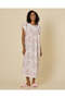 Women White Floral Print Flutter Sleeve Nightgown - 4