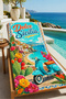 Vintage Dolce Sicilia Scooter Patterned 70X150 Beach Towel - Digital Printed Fade-Resistant Bath Towel - 5