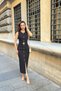 Women's Black Belted Buttoned Sleeveless Midi Dress with Slit and Pocket Detail - 5