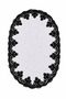 Gray Embroidered Non-Slip Leather Based Oval Bath Mat Laced Washable Bathroom Set Piera - 2