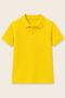 Children's Unisex Yellow 2-Piece Polo Collar School T-Shirt Set Short Sleeve + Long Sleeve 100% Cotton Lakos Fabric - 4