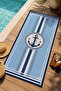 Sailor Blue Striped Anchor Emblem Classic Patterned 70X150 Beach Towel - Cotton Bath Towel - 2