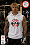 White No Pain Chain Printed Crew Neck Sports Athlete's Undershirt Cotton Single Jersey Fabric Men's