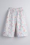 Poplin Fabric Girls' Loose Fit Trousers 100% Cotton (Chino Flower)