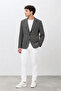 Men's Plaid Model Double Slit Single Jacket 6 Drop 72105-Grey - 2