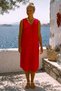 Narçiçeği V-Neck Sleeveless Hidden Pocket Lined Embroidered Casual Cotton Woven Dress 116 54 - 4