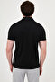 Knitted Patterned Slim Fit Zippered Polo Collar Short Sleeve Men's T-Shirt Black - 36895.26Y - 4