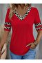 Women's short sleeve v-neck leopard print viscose blouse