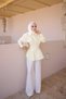 Yellow Waist-Slit Shirt with Detailed Pleated Detail - 3