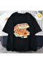 Mi̇ngalondon Kitten Nuggets Printed Black Unisex Oversize T-Shirt