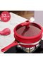 8-in-1 Red Nonstick Wok Pan with Glass Lid and Steamer Layer, 12.6 Inch (32cm) 6L Multipurpose Stir Fry Pan, Die-Cast Aluminum Titanium Coating, Heat Indicator, Chinese Wok with Silicone Spatula - 3
