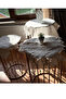 Gülseda Cream-Cream Model 5 Piece Linen Tablecloth Runner Set Dowry Living Room Set