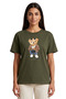 Women's Khaki Jacketed Teddy Bear Printed 100% Cotton Comfortable Fit T-Shirt