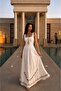 Women's Etamin Embroidered Linen Square Neck Belted Bohemian Dress