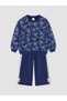 Two Mt Shop Quality Lcw Baby Navy Blue Bow Patterned Baby Girl Tracksuit Set - 2