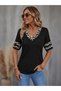 Women's short sleeve v-neck leopard print viscose blouse - 2