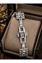 Men's Wristwatch Silver-Gold Color Green Dial Luxury Design Steel Band Gift Boxed - 4