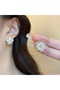 Sparkling Pearlescent Daisy Flower Design Earrings - Gold Color Women's Accessory