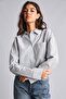 Oversized Shirt with Checkered Collar and Seersucker Texture, Long Sleeve Shirt I2624Ax26Au - 3