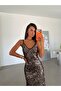 Strappy sequin dress - brown - 4