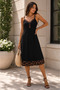 Women's Strappy V-Neck Leopard Detailed Loose Cut Midi Dress - 5
