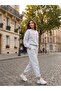 Women's Pink Ribbon Printed Crew Neck Tracksuit Set Oversize