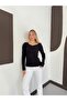 Women's V-Neck Flexible Long Sleeve Cotton Blouse - 7