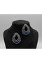 Women's Navy Blue Crystal Stone Drop Model Evening Dress Earrings - Stylish Sparkling Special Occasion Wedding Engagement Jewelry - 2