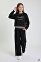 Black Girls' Striped Cropped Sweatshirt 3-Piece Wide-Leg Sweatpants Set 24775