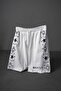 Men's White Oracle Embroidered Above-Knee Shorts