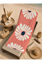 Coral Pink Large Daisy Patterned 70X150 Beach Towel - Digital Printed Bath Towel - 5